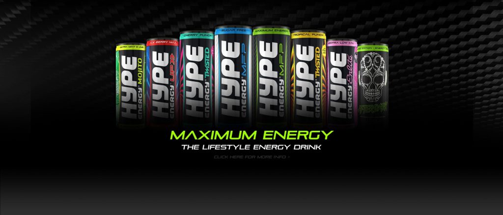 Big portfolio of the Hype Energy Drinks.