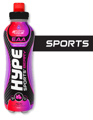 Hype’s sport drink “Berry Acai” in a PET bottle.