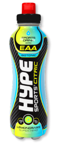 Hype’s sport drink “Citric Lemongrass” in a PET bottle.