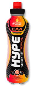 Hype’s sports drinks “tropical” flavoured in a PET bottle.