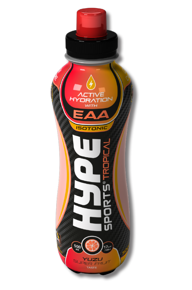 Hype’s sport drink “Tropical Yuzu” in a PET bottle.