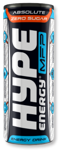 Hype’s energy drink MFP zero sugar, in a can.