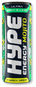 Hype’s energy drink Mojito, mint, lime flavoured, in a can.