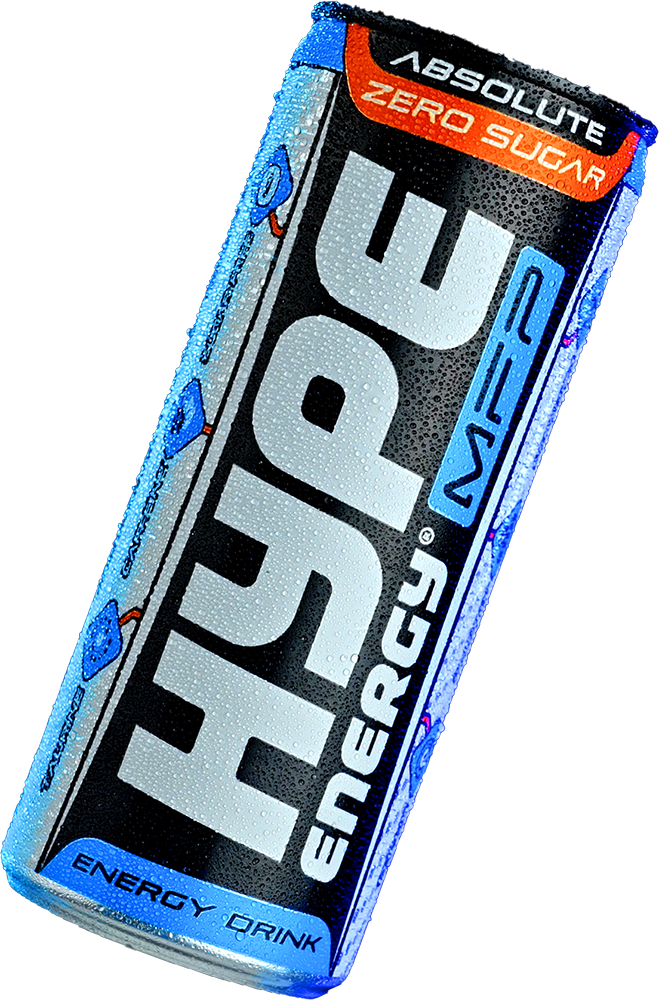 Hype’s energy drink MFP zero sugar, in a can.