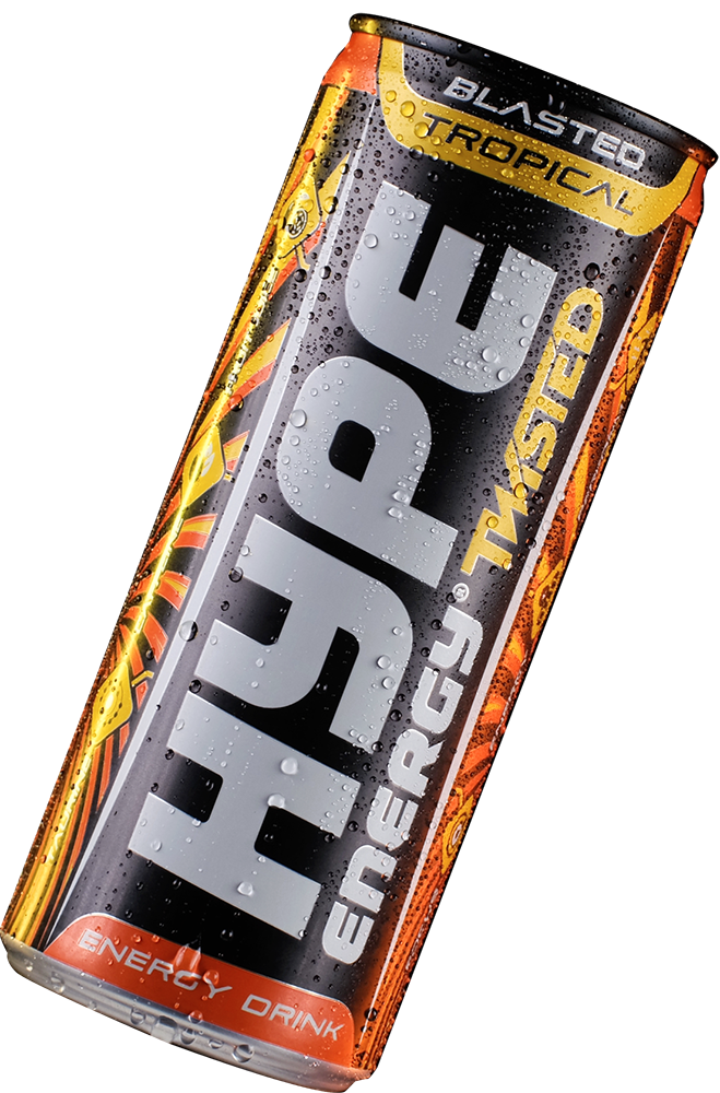 Hype’s energy drink “twisted tropical” in a can