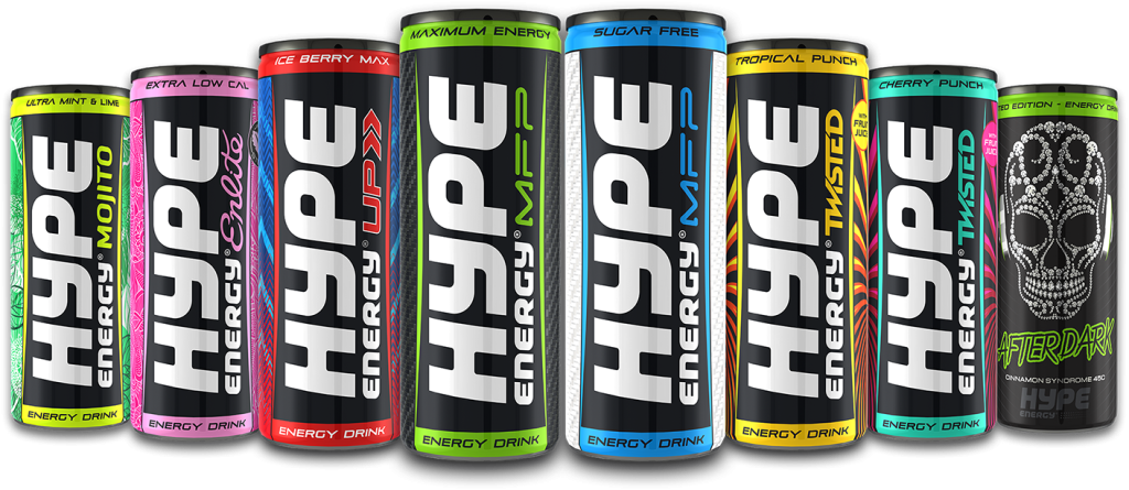 Big portfolio of the Hype Energy Drinks.