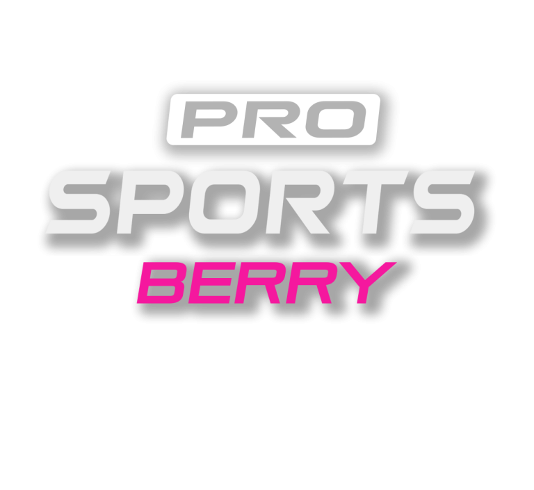 Sports logo in white and Berry text in magenta colour.