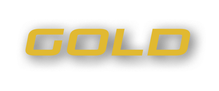 Gold logo with gold colour of text.