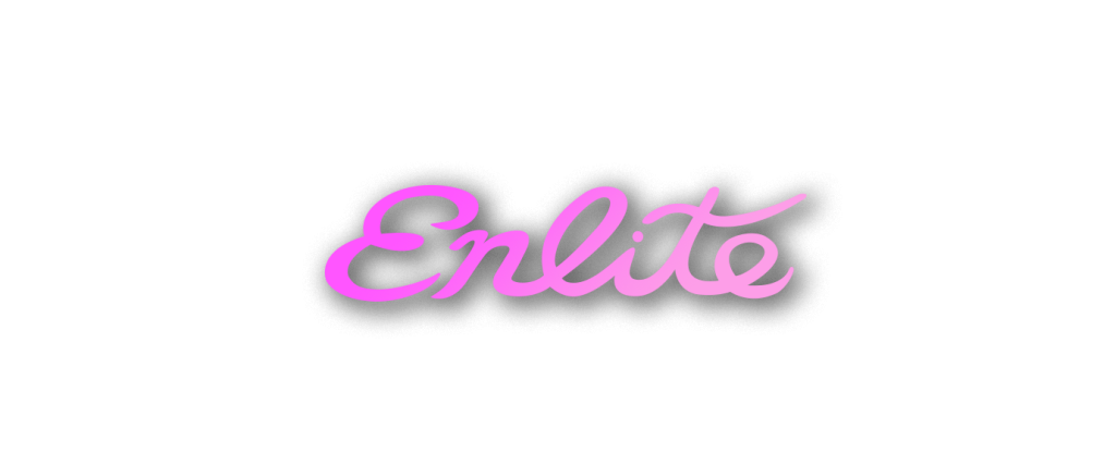 Enlite logo in light pink.